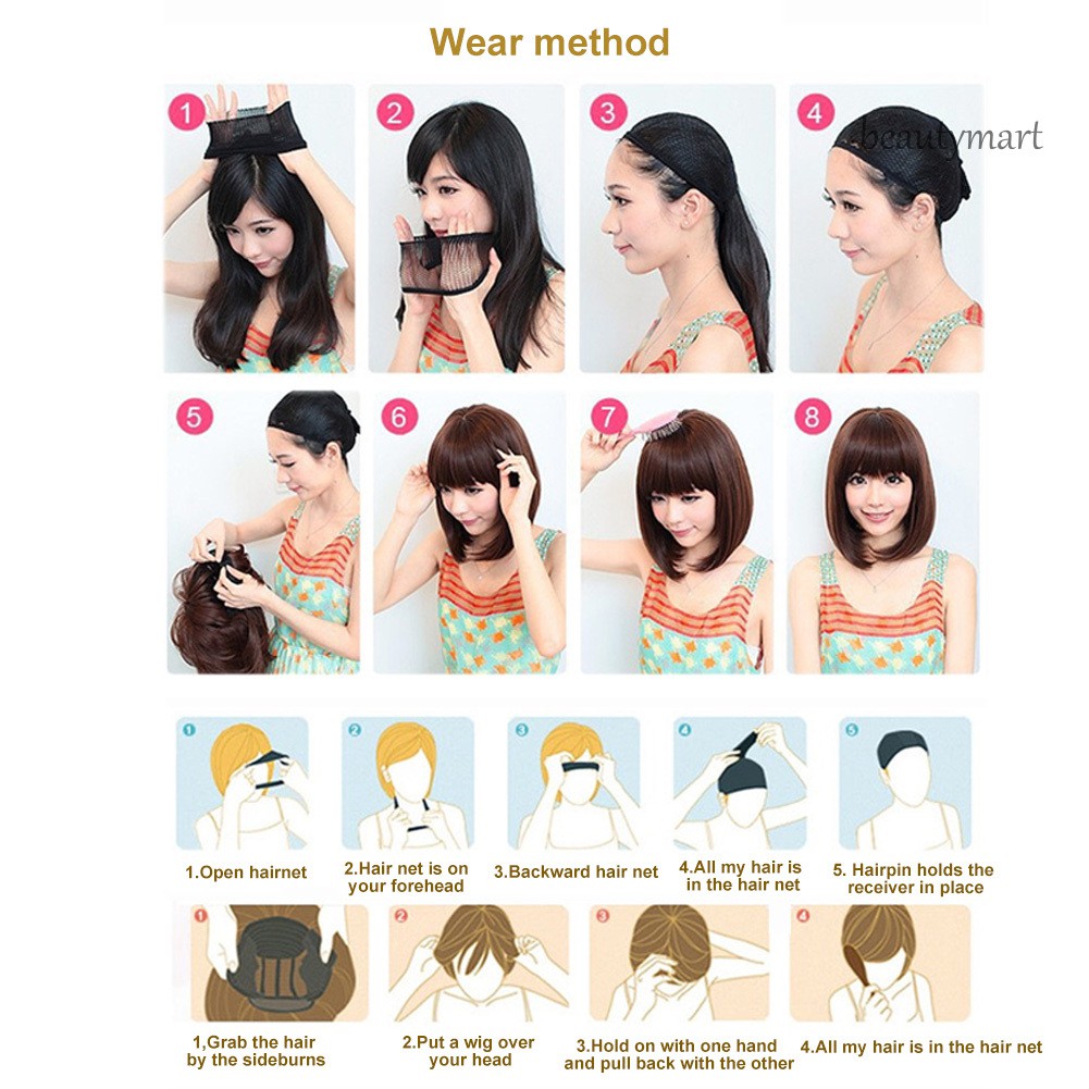 [Hàng mới về] Tóc giả nữ ngắn thẳng rẽ ngôi giữa thời trang