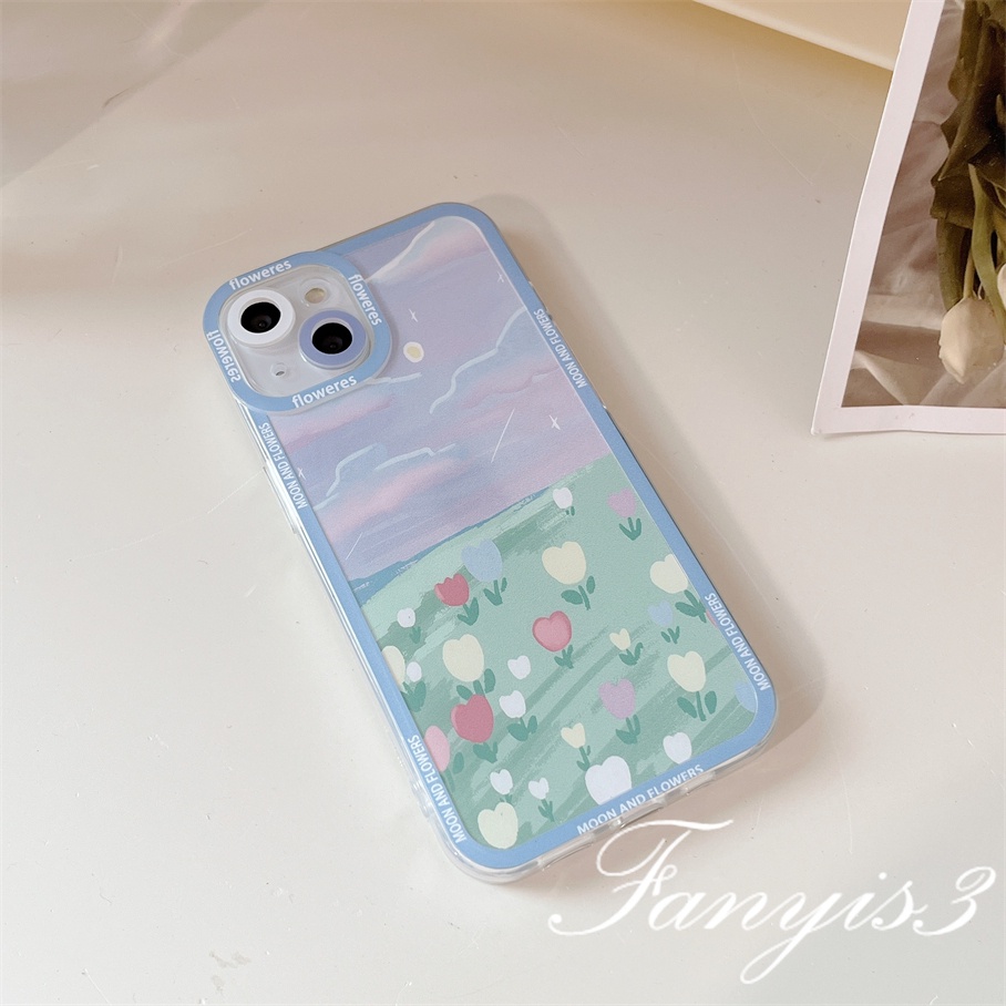 Ốp Điện Thoại TPU Mềm Trong Suốt In Hình Hoa Tulip Cho iPhone 14 13 12 11 Pro Max X XR Xs Max 8 7 6 6s Plus SE 2020