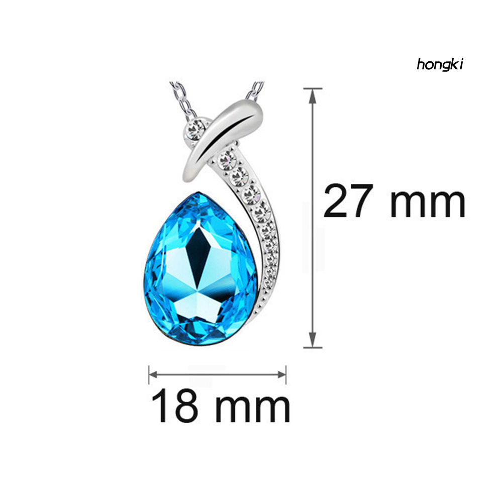 Set dây chuyền + hoa tai đính đá pha lê nhân tạo hình giọt nước thời trang