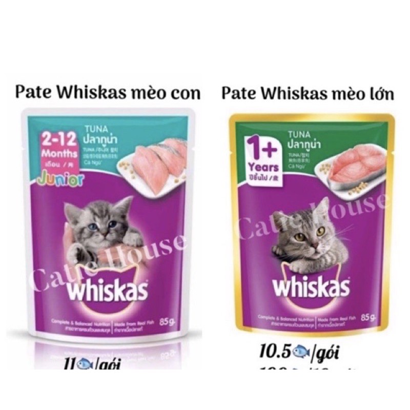 [Giao ngay Nowship/Grab] Pate Whiskas 85g cho mèo các vị