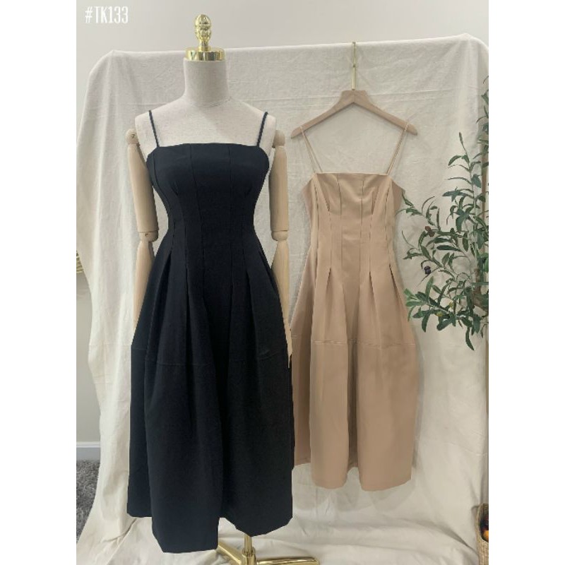 Đầm đen-nude 2 dây xòe phồng(KÈM ẢNH SHOP CHỤP) đầm dự tiệc | BigBuy360 - bigbuy360.vn