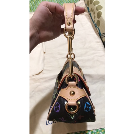 Túi xách Lv đen hoa 7 màu mập cổ hàng si da thật size 25