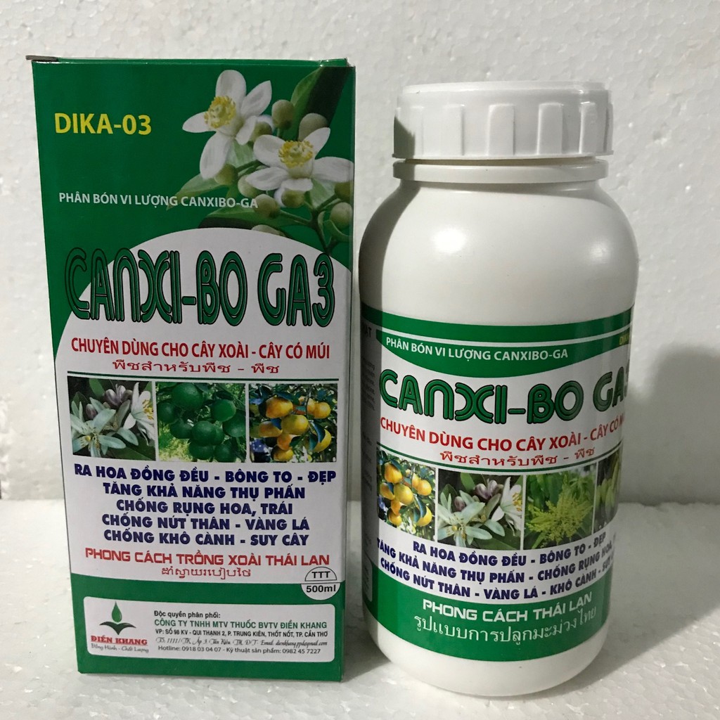 Phân Bón Lá CANXI BO GA3 Chuyên Dùng Cho Xoài, Sầu Riêng Chai 500ml