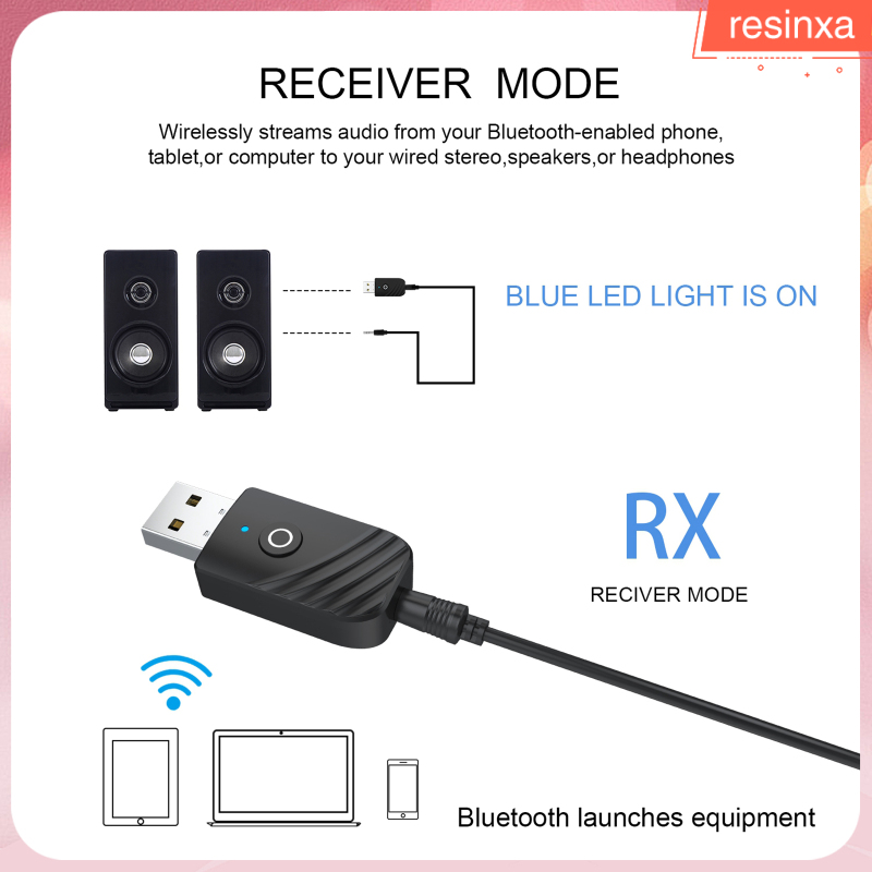 3-in-1 Bluetooth 5.0 Transmitter and Receiver Adapter Low Latency 2 Devices Simultaneously for TV Car  Switch