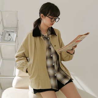 Áo khoác jean be phối cổ đen hq- ak556