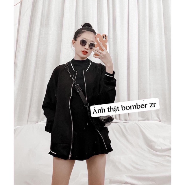 🌸ÁO BOMBER JACKET TRƠN VIỀN CỔ