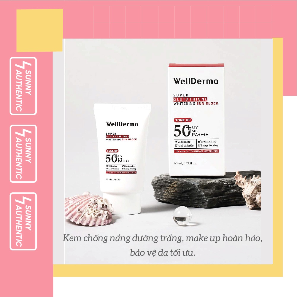 Kem Chống Nắng Nâng Tone WellDerma Super Glutathione Whitening Sun Block Tone Up SPF50+ PA++++  50ml