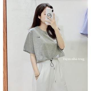 Áo croptop form rộng thắt eo ( video tự quay )