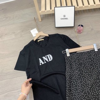 Set áo phông và chân váy chấm bi