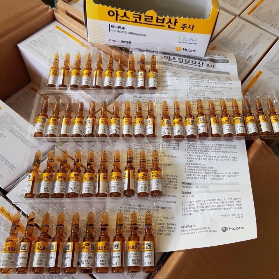 hộp Vitamin C Hàn Quốc - Hộp 50 Ống 1 Vỉ 10 Ống Chính Hãng