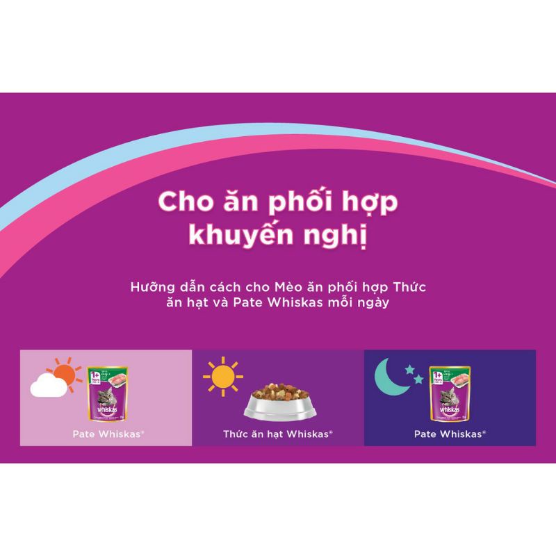 Thức ăn ướt cho mèo, pate Whiskas cho mèo túi 85g