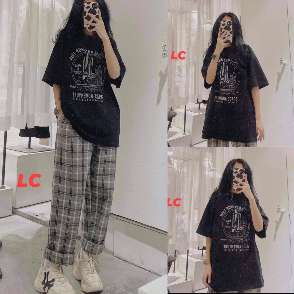 Set Đồ Nữ Quần Dài Kate Caro Ống Rộng Áo Thun Unisex Tay Lỡ Lapi VN,Thoáng Mát, Form Rộng Freesize Dưới 55kg ( Tên L.ửa)