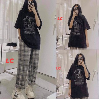 Set đồ nữ quần dài kate caro ống rộng áo thun unisex tay lỡ lapi vn,thoáng mát, form rộng freesize dưới 55kg
