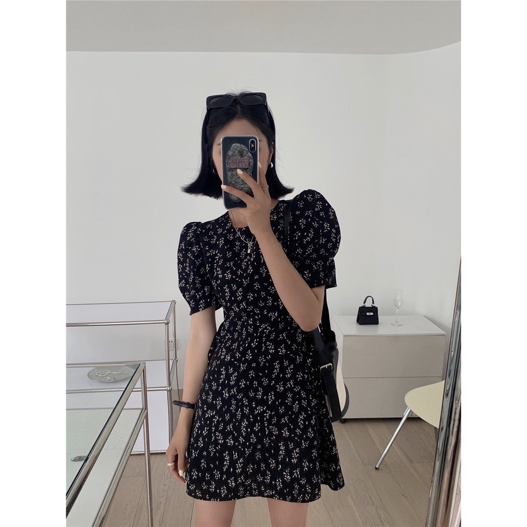 Đầm Hoa Cổ Tròn Thời Trang Pháp Mùa Hè Hàng Mới Dành Cho Bạn Nữ 2022