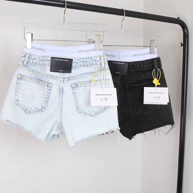 Aw 2021 Mới Quần Short Denim Giặt Eo Thấp Co Giãn
