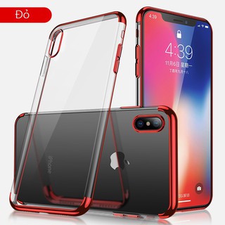 Ốp dẻo trong suốt viền màu các dòng IPhone X/XS | IPhone XS Max – Ốp lung kính dẻo trong Baseus Shining Case