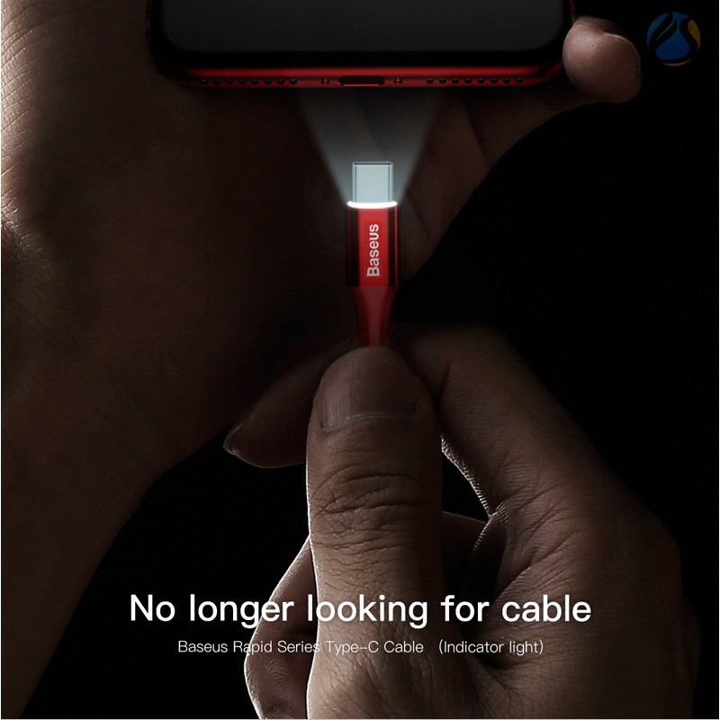 Cáp Sạc Nhanh Baseus USB Type-C 2.0A Có Đèn LED Cho Samsung S8 Xiaomi