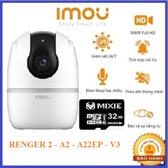 Camera IP Wifi Imou Ranger 2 - A22EP -2.0Mps xoay 360 Full HD 1080p - BẢO HÀNH 2 NĂM