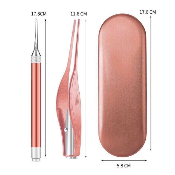 Bộ dụng cụ soi, gắp, lấy ráy tai cao cấp có đèn - nhíp ráy tai chuyên dụng có hộp