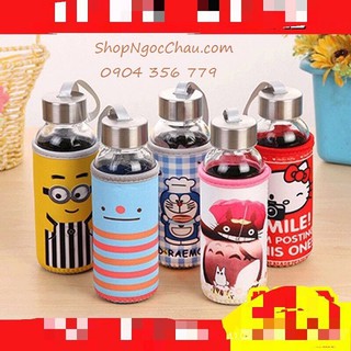 BÌNH NƯỚC THỦY TINH MINION/HELLO KITTY/DORAEMON