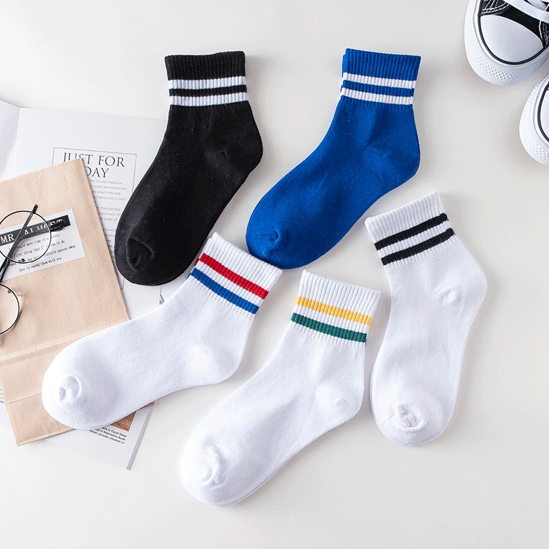 Set 2 Tất Sọc Hàn Quốc Hot Trend Jussy Official Chất Vải Cotton Dày Mịn Thoáng Mát