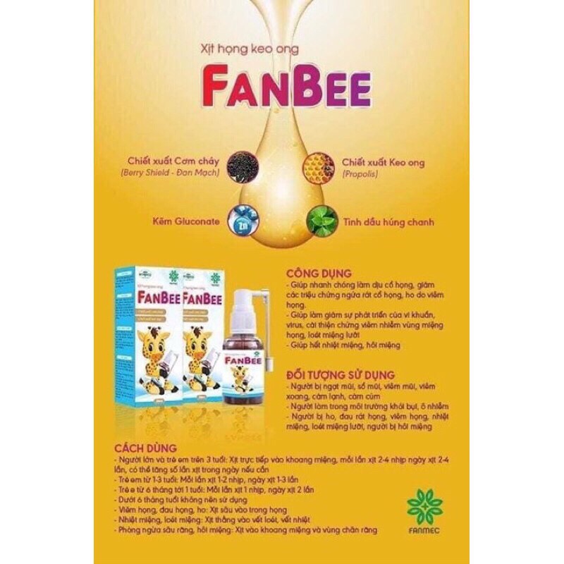 Xịt họng keo ong Fanbee | BigBuy360 - bigbuy360.vn