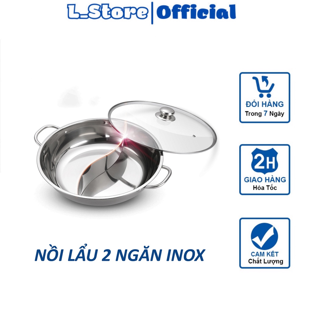 [RẺ VÔ ĐỊCH] Nồi Lẩu 2 Ngăn Đa Năng 32 Cm, Nấu Được Bếp Từ Ăn Được 2 Loại Lẩu Cùng Lúc Các Phụ Kiện Tiện Dụng