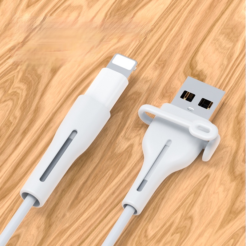 Set 2 phụ kiện bảo vệ đầu dây cáp sạc USB-A và Lighting bằng silicon mềm tiện dụng