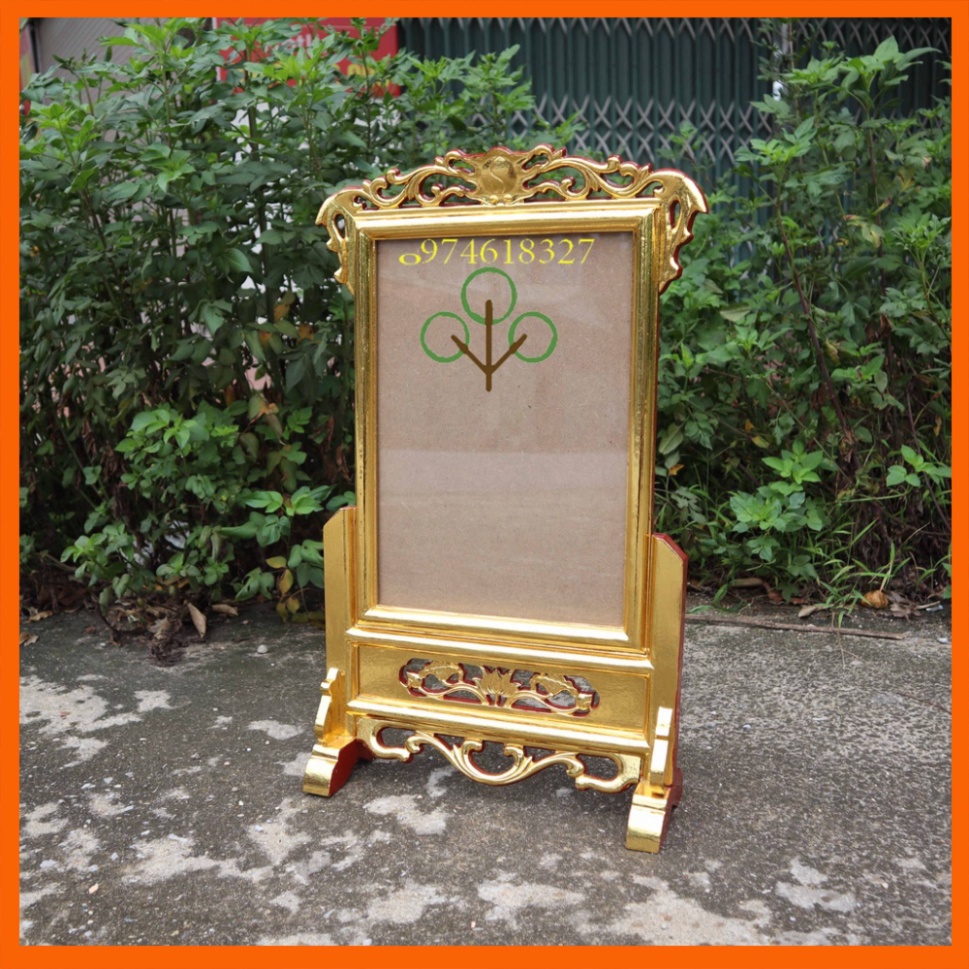 Khung ảnh thờ gia tiên hoa lá đơn đơn gia tiên gỗ hương