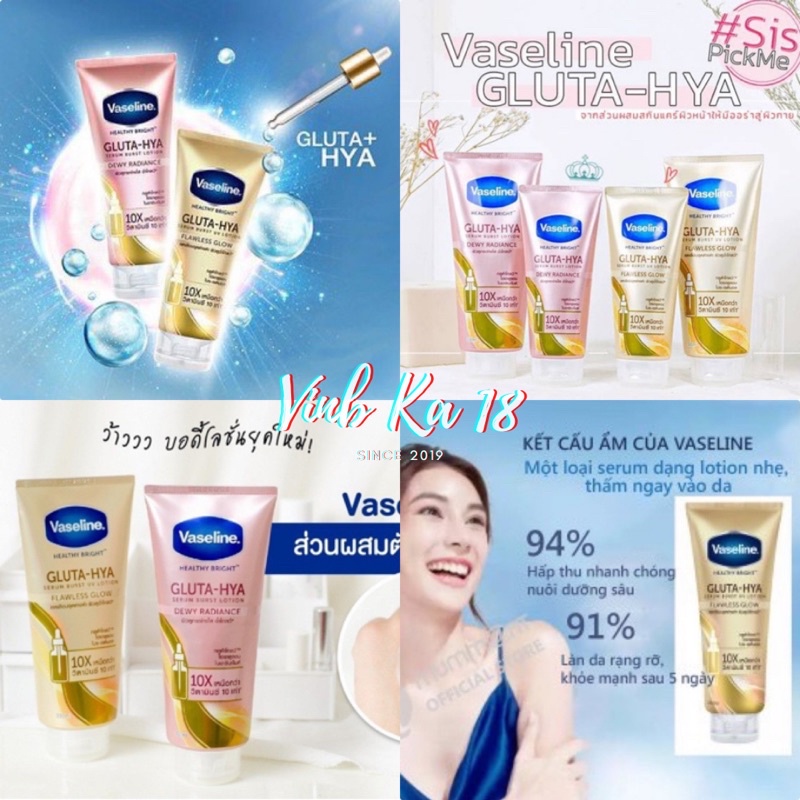 [AUTHENTIC] Vaseline Dưỡng Trắng Da 10X Serum Gluta-Hya 330ml Thái Lan