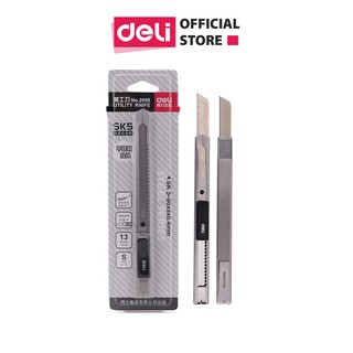 Dao rọc giấy kim loại lưỡi 9mm thép SK5 Deli 2058