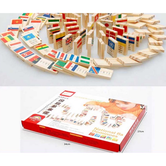 Đồ chơi gỗ Domino 100 Lá Cờ Các Quốc Gia Các Nước Trên Thế Giới