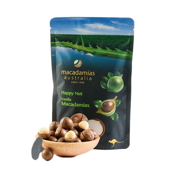 Hạt Maca hguyên vỏ Australia Happy Nut Vị Vanilla Macadamias Úc Healthy Care Extaste