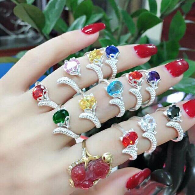 Nhẫn bạc nữ- Nhẫn hồ ly bạc ta nguyên chất đủ màu, free size