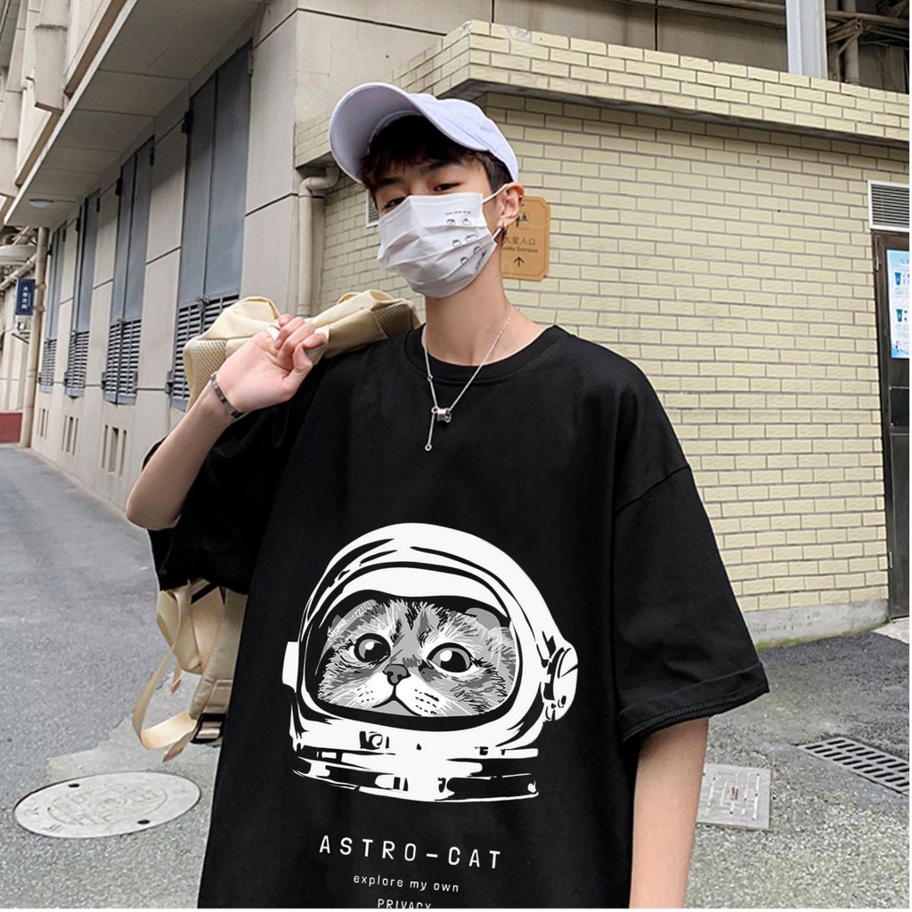 Áo thun tay lỡ  ASTRO CAT  phông Unisex nam nữ tee oversize form rộng pull Ulzzang Streetwear Hàn Quốc vải mềm