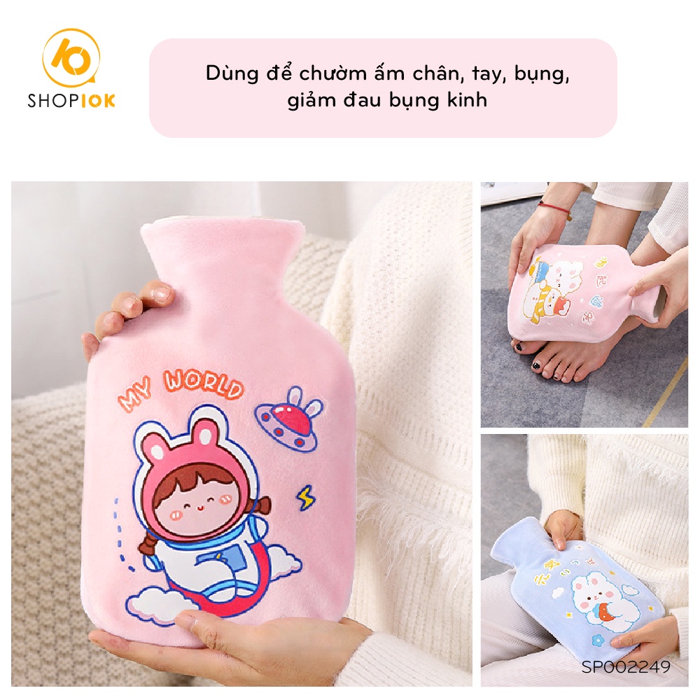 Túi chườm nóng lạnh SHOP10K giảm đau bụng kinh, túi chườm giữ ấm hạ sốt 350ml SP002249