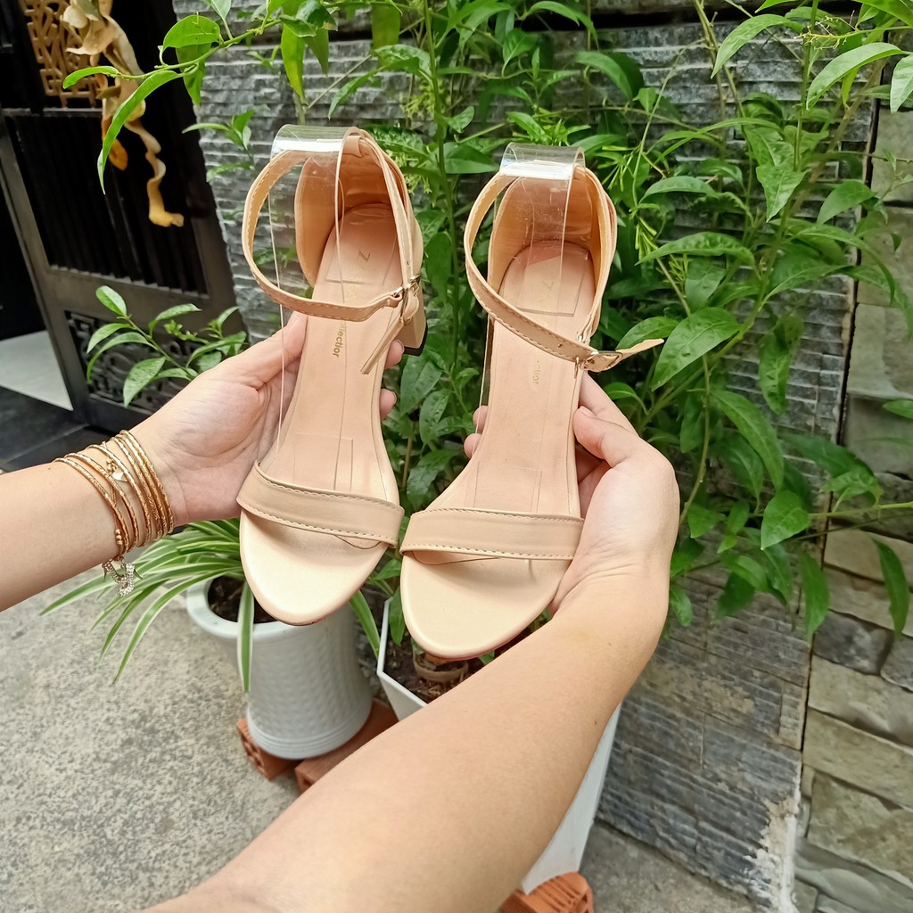 Giày cao gót nữ màu trắng đế vuông 7 phân [Ảnh Thật]