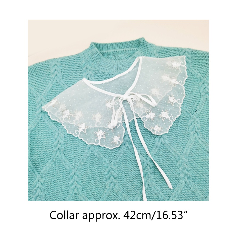 Cổ Áo Rời Phối Ren Màu Trắng Thời Trang Cho Nữ