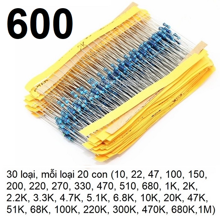 Combo 1850 điện trở thông dụng 1/4W  - Loại tốt, 5 vạch sai số 1%