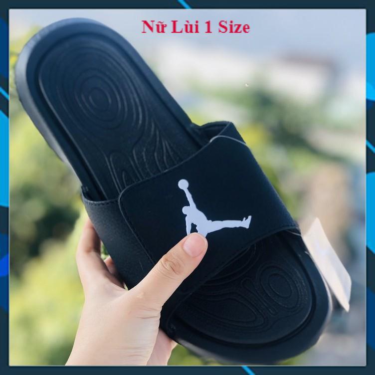 Dép jordan hydro ❤️FREESHIP + LÙI 1 Size + HỘP❤️ quai ngang bóng rổ nam nữ JD6 Full đen logo trắng