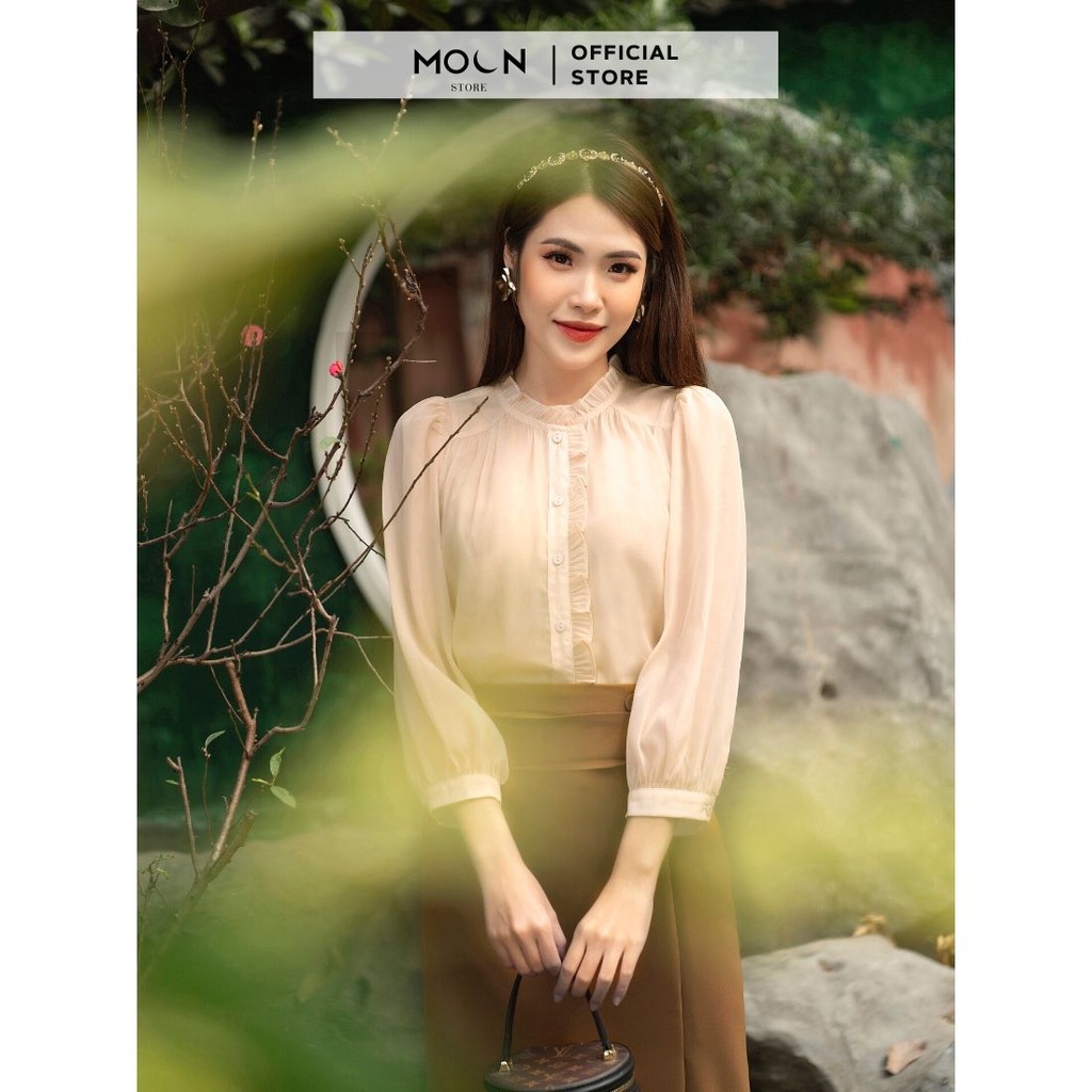 Áo sơ mi lụa cổ tròn tặng kèm áo lót dây trong áo nữ công sở BA110 MOON STORE