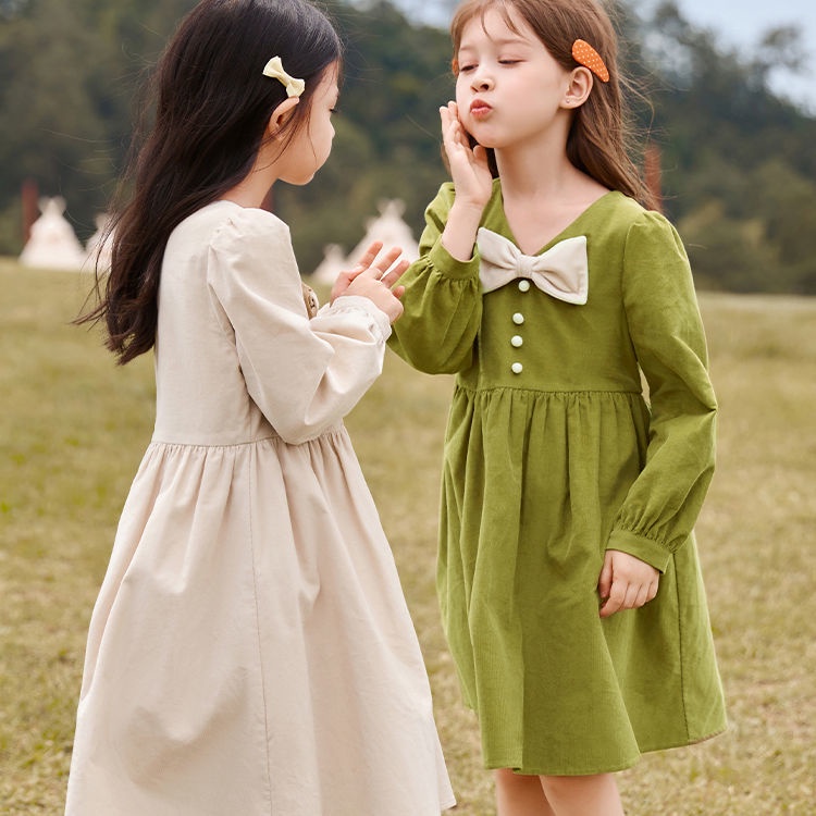 Đầm Công Chúa Tay Dài Phong Cách Hàn Quốc Thời Trang Mùa Thu Xinh Xắn Cho Bé Gái