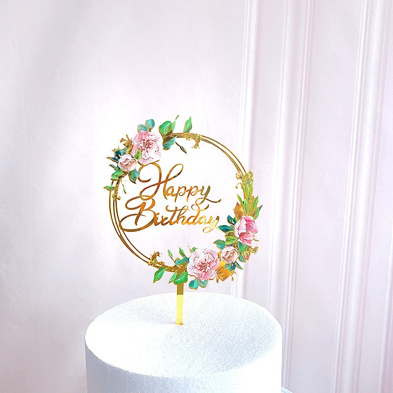 Phụ Kiện Trang Trí Bánh Kem Hình Hoa Màu Vàng Bằng Acrylic