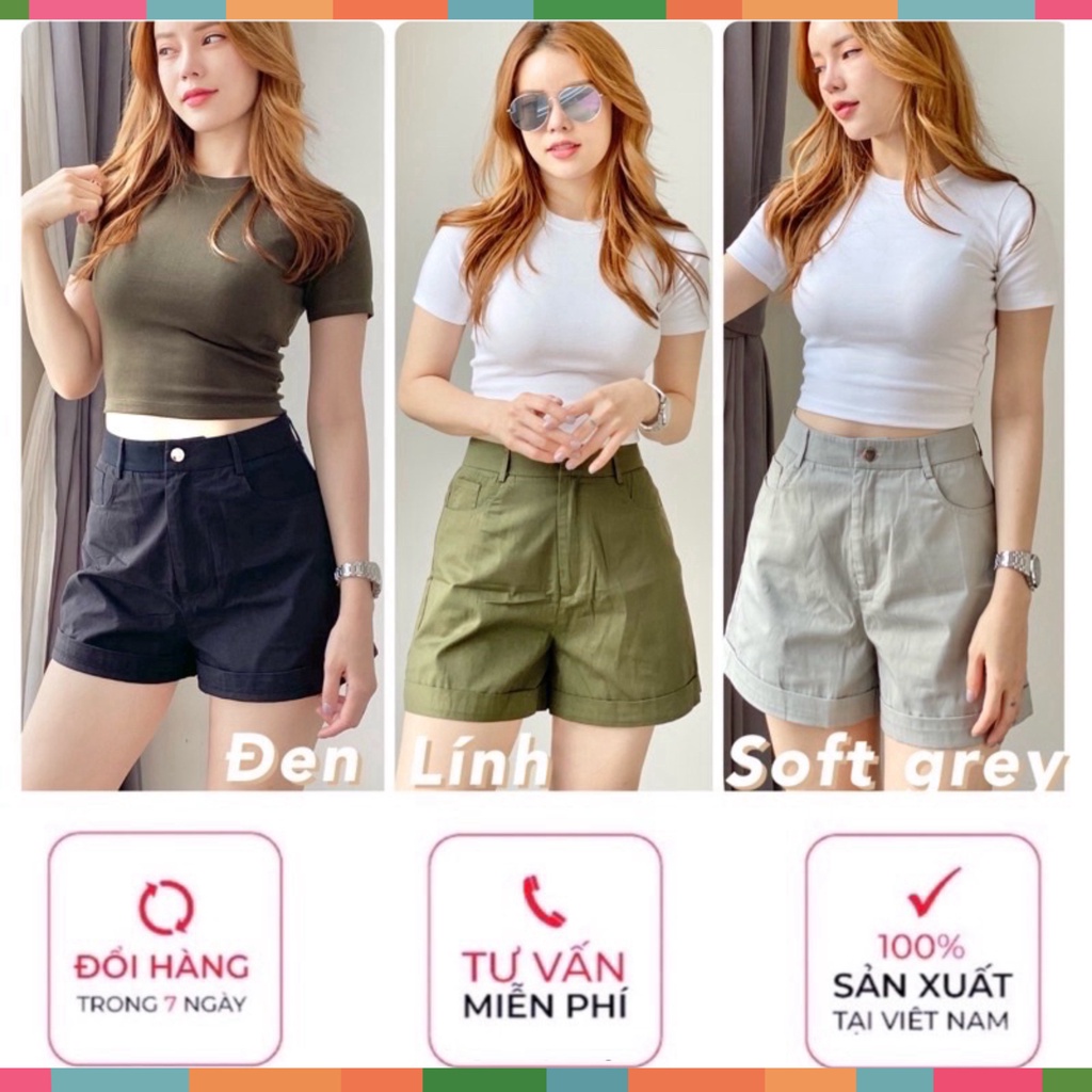 Quần Short ống rộng, Lưng Siêu Cao, chính hãng AGE2X, vải kaki 83% cotton, mềm, mát, ít nhăn, không ra màu, chuẩn HVNXK