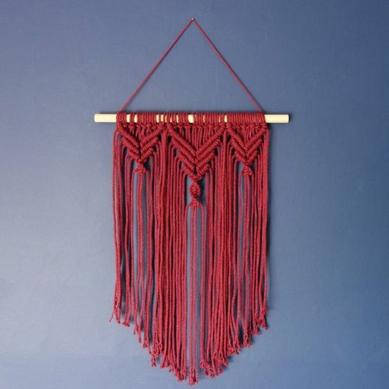 Rèm treo tường macrame phối đỏ trang trí Tết