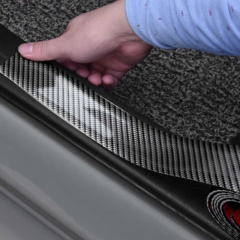 [Full keo] Dải nẹp vân carbon 3D cao cấp chống trầy xước bậc cửa bảo vệ xe hơi, ô tô cuộn 1m