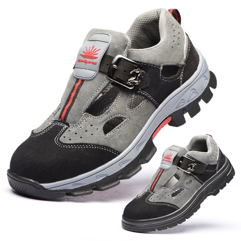Xăng đan Bảo Hộ Lao Động Chống Đập Xuyên Thấu Mũi Thép Lỗ To Thoáng Khí Khử Mùi Hôi Mùa Hè