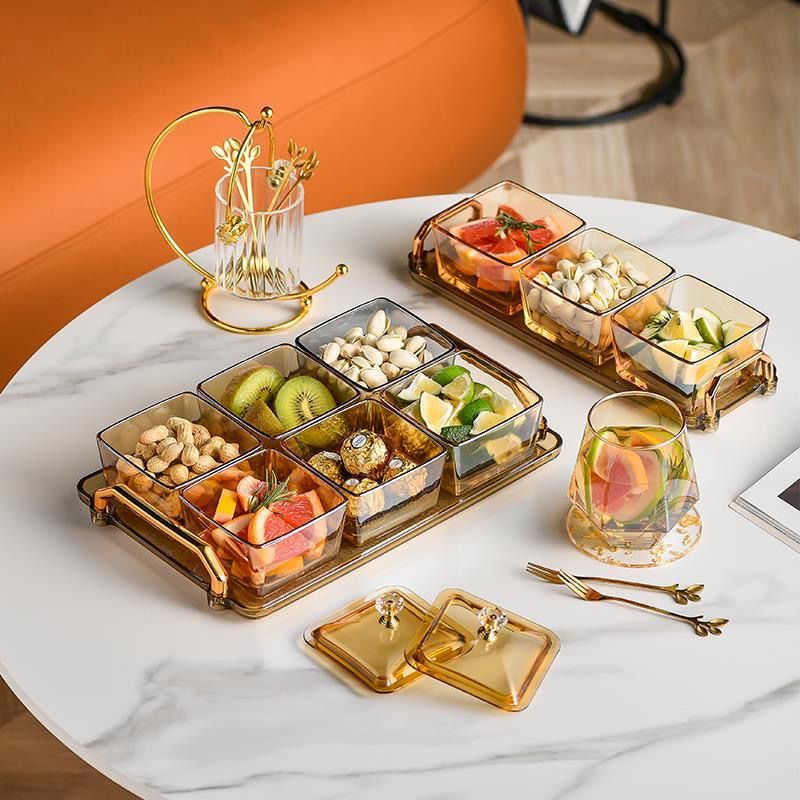 Đĩa Đựng Trái Cây Khô bánh kẹo Nhiều ngăn có nắp Trang Trí Phòng Khách Phù hợp với Dịp Năm Mới