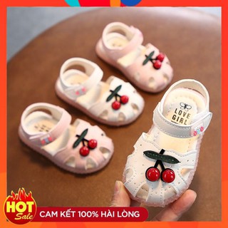 Giày Tập Đi Dép Sandal Cho Bé Siêu Mềm, Siêu Xinh Với 2 Tông Màu Trắng Kem Và Hồng Phấn.