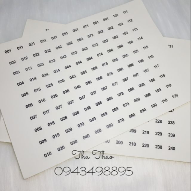 Miếng dán số thứ tự